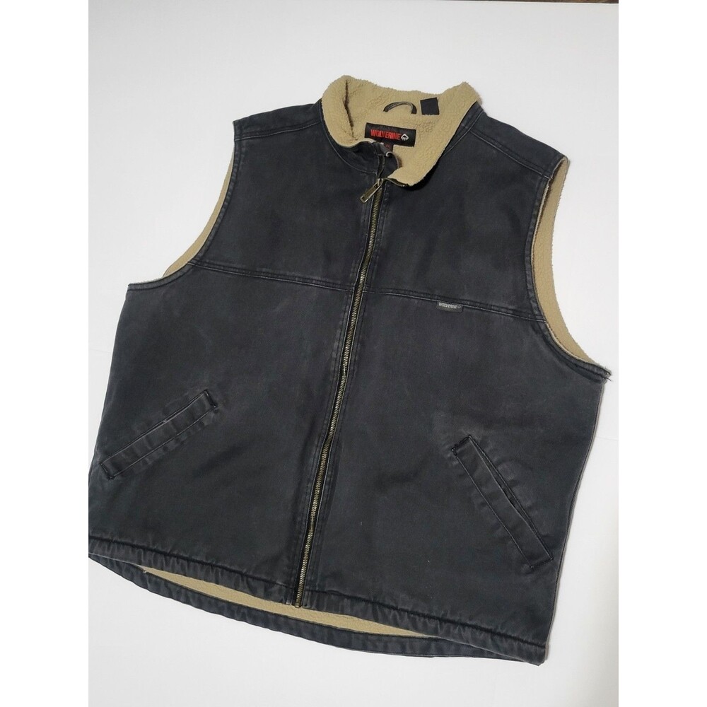 (#C) Wolverine 2XL Sherpa Lined Canvas Vest Gray Full Zip